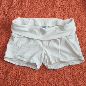 Old Navy rollover/fold over waist linen maternity shorts XL white